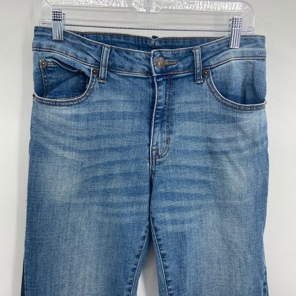 FRYE *FLAWED* Patchwork Ankle Zip Wide Leg Denim Jeans Size 10 - Picture 4 of 10